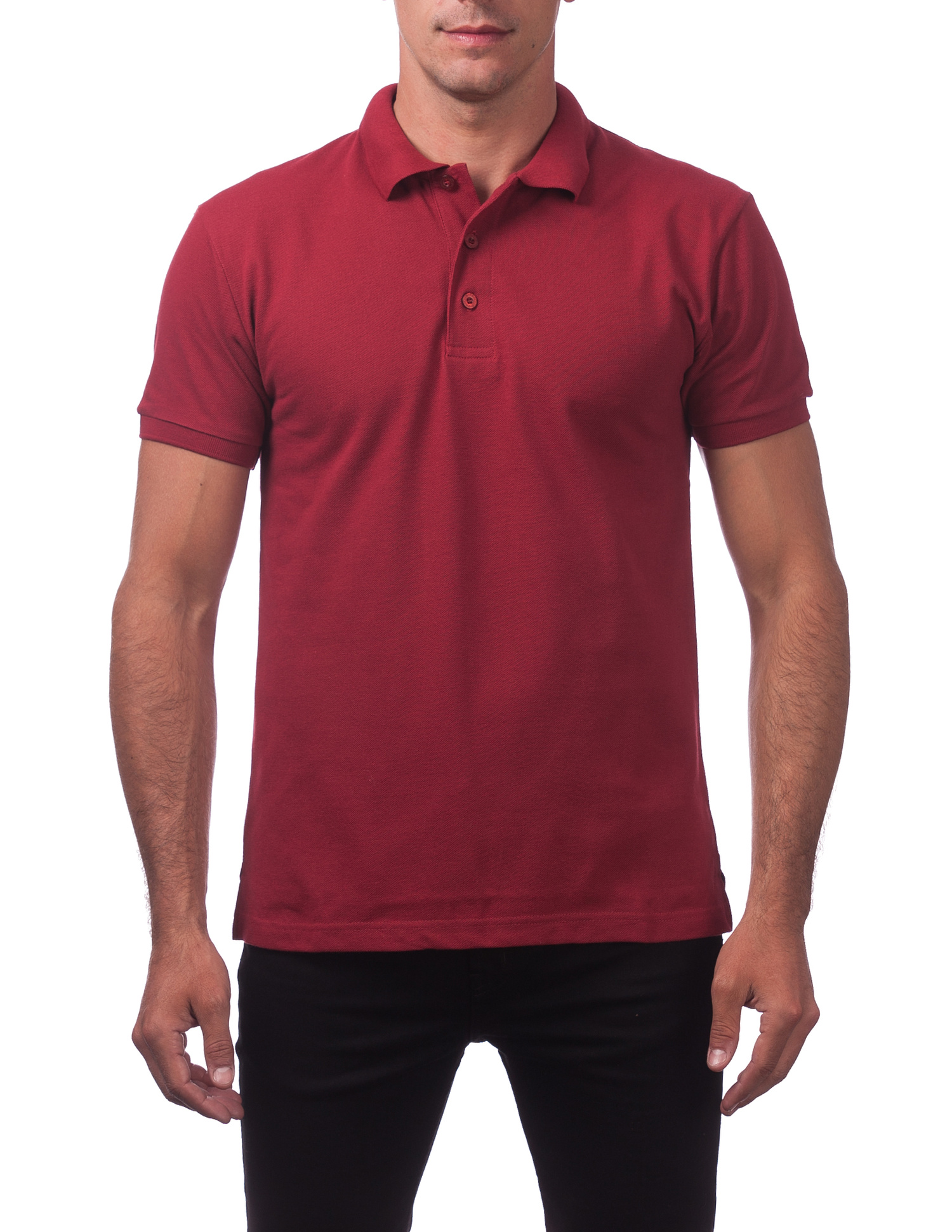 121 BURGUNDY Pique Polo Cotton Short Sleeve Shirt - Short Sleeve Tee