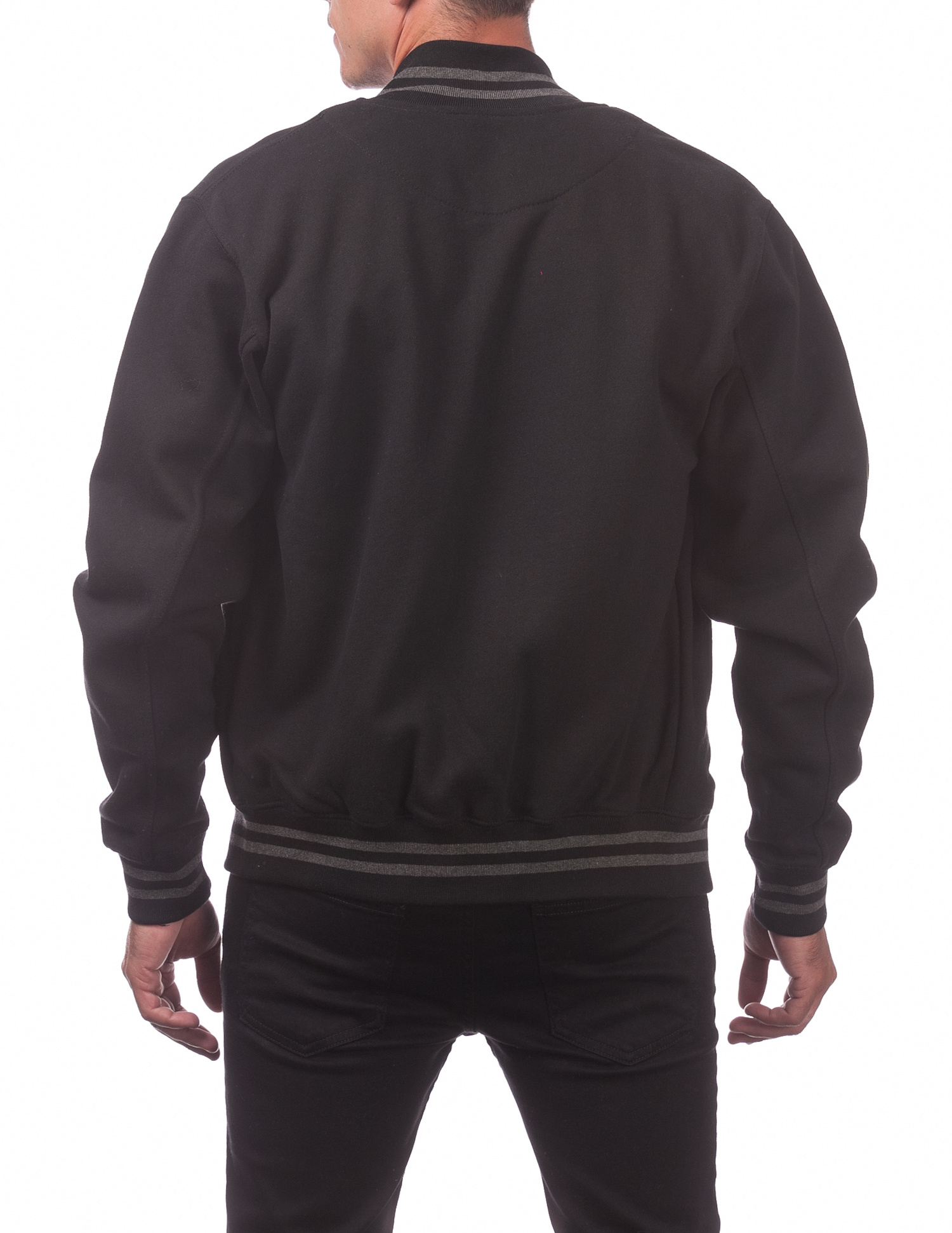 124 BLACK/BLACK Men's Varsity Fleece Baseball Jacket - Jackets