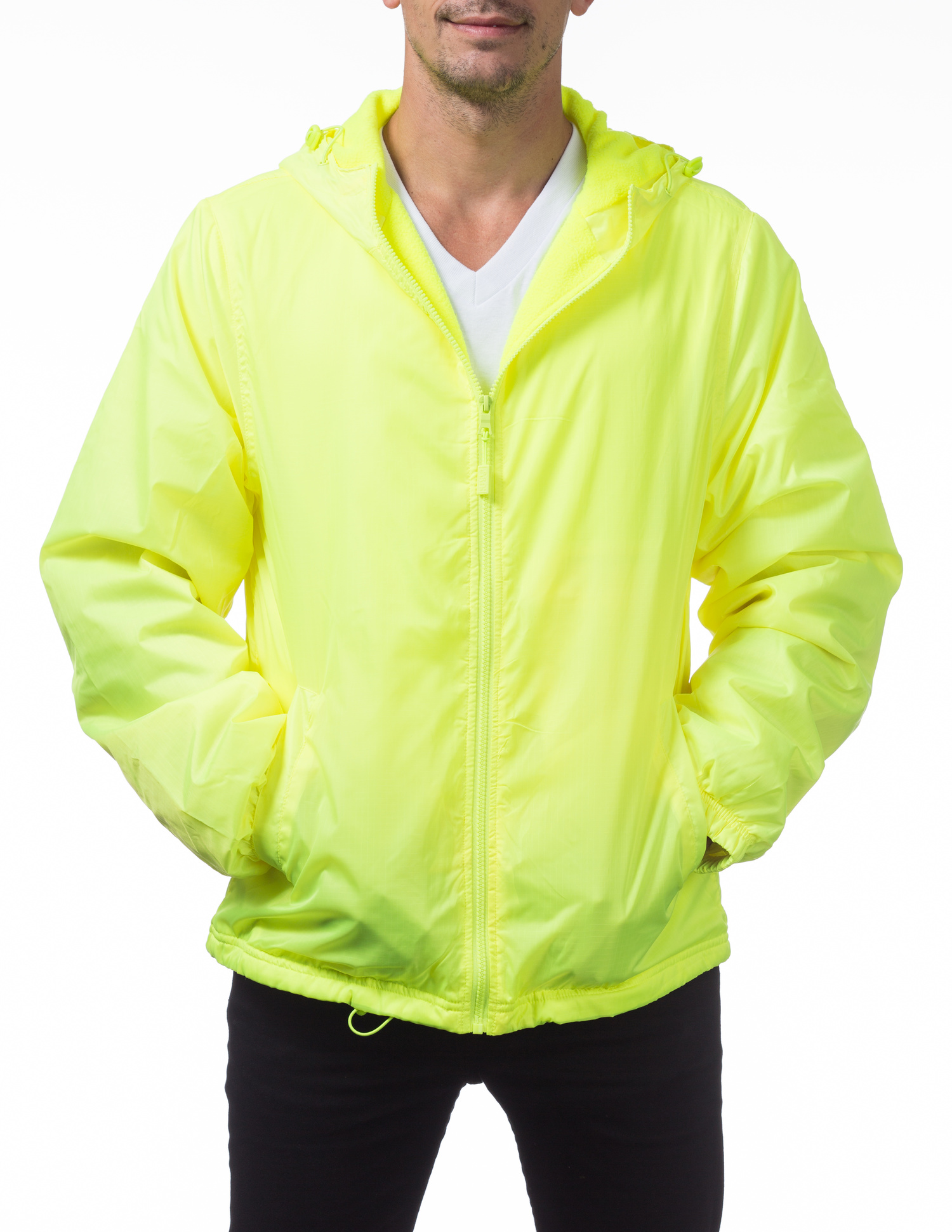 128 SAFETY GREEN Fleece Lined Windbreaker Jacket - Jackets