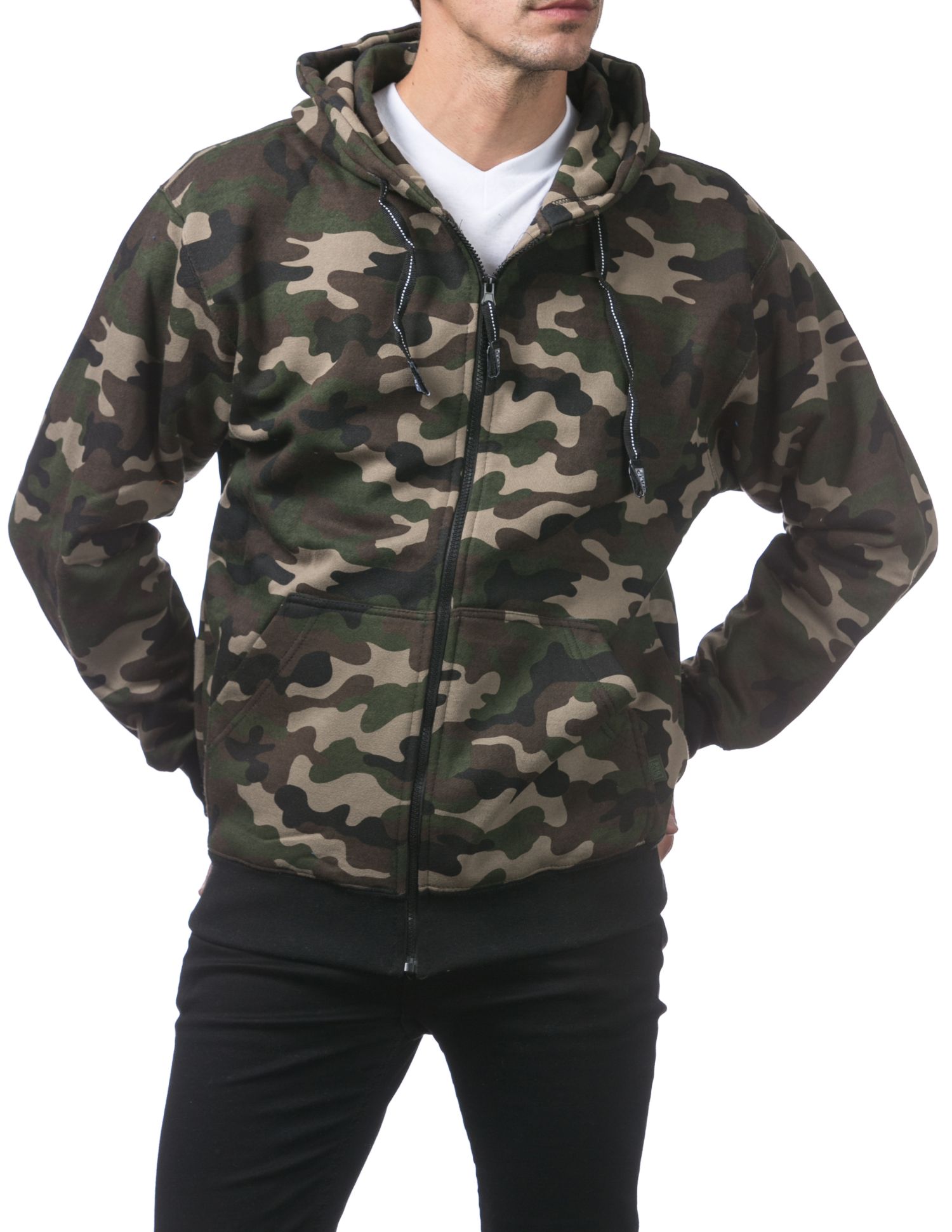 Men's Double Fleece Full Zip Blaze Camo Hoodie