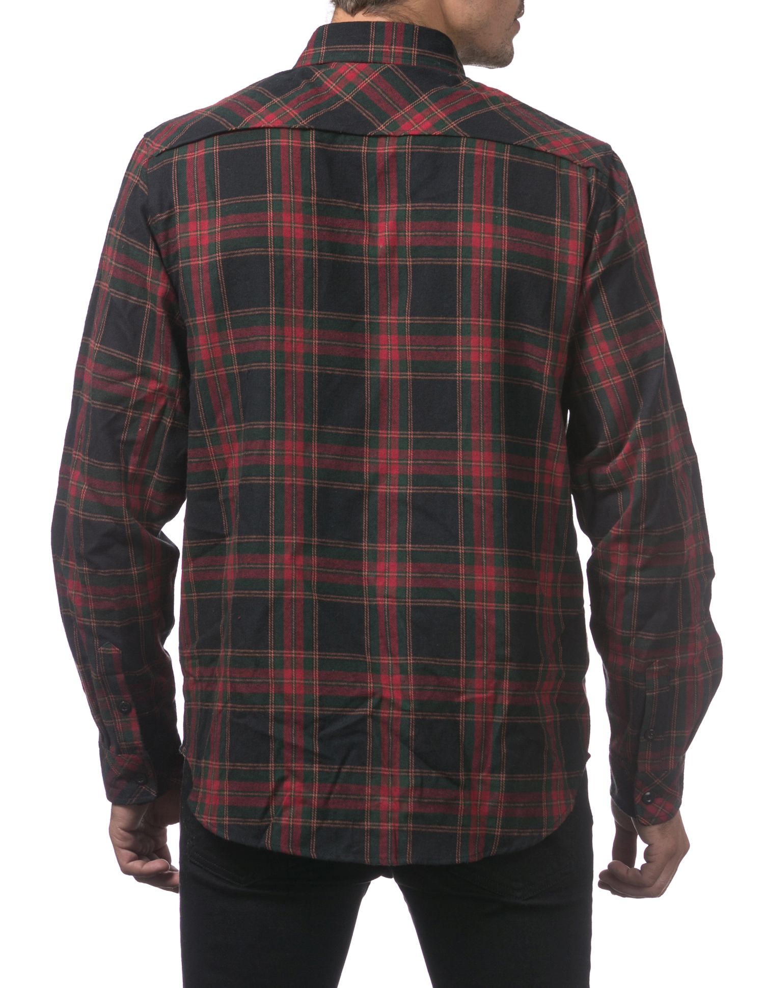 151 #3)BUG/RED/D.GRN Plaid Flannel Long Sleeve Shirt - Mens