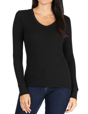 Women's Long Sleeve Thermal V-Neck Tee