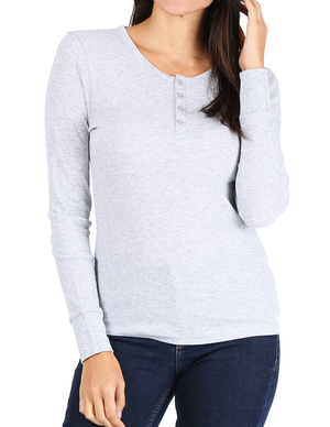 Women's Long Sleeve Thermal Henley Tee