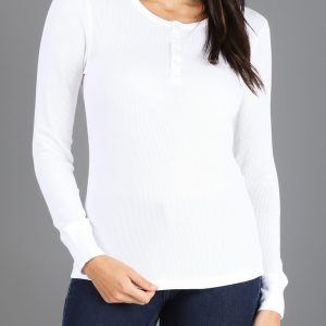 Women's Long Sleeve Thermal Henley Tee
